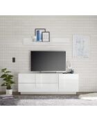 Lowboard 2 tiroirs, 1 porte JUPITER blanc laqué brilliant - 182x44x63 cm