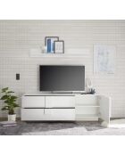 Lowboard 2 tiroirs, 1 porte JUPITER blanc laqué brilliant - 182x44x63 cm