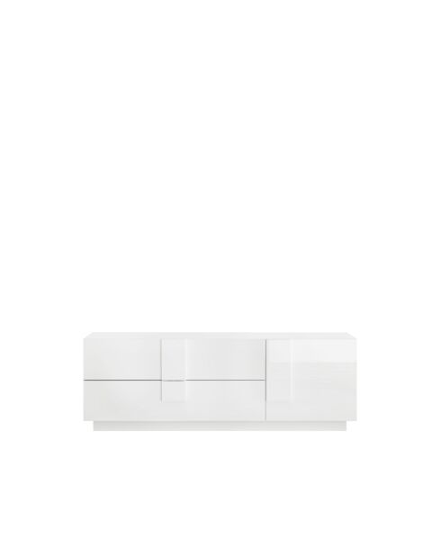 Lowboard 2 tiroirs, 1 porte JUPITER blanc laqué brilliant - 182x44x63 cm