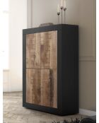 BASIC Holzschrank mit 4 Türen mattschwarz/pero - 101,4x42x161,2 cm