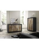 BASIC Holzschrank mit 4 Türen mattschwarz/pero - 101,4x42x161,2 cm