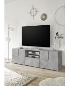 Meuble TV 2 portes, 1 tiroir DAMA béton - 181x42x57 cm