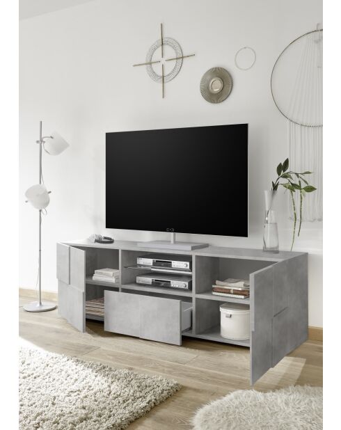 TV-Ständer 2 Türen, 1 Schublade DAMA Beton - 181x42x57 cm