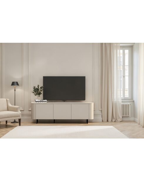 Meuble TV 3 portes avec pied métal ORTISEI cachemire - 180x61x43 cm