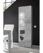 Vitrine 1 porte en verre battant DAMA béton - 59.7x42x186.4 cm
