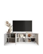 VENUS TV-Untergestell mit 3 Flügeltüren, weiß glänzend lackiert, weiße Cadiz-Eiche - 181x44x57 cm