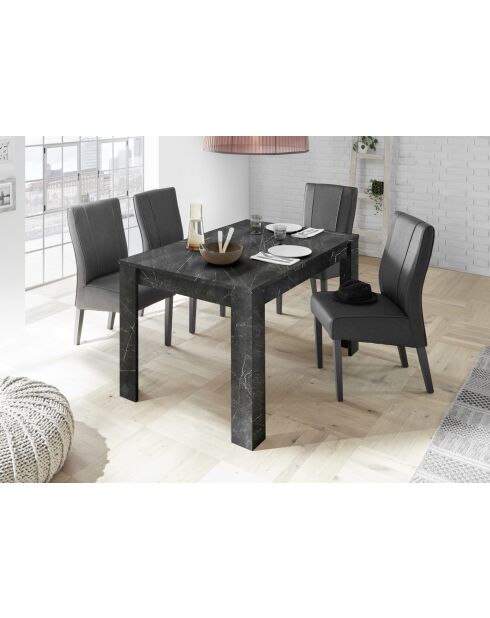 Tisch mit bereits mitgelieferter Verlängerung aus schwarzem CARRARA-Marmor - 137x79x90 cm