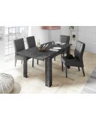 Tisch mit bereits mitgelieferter Verlängerung aus schwarzem CARRARA-Marmor - 137x79x90 cm
