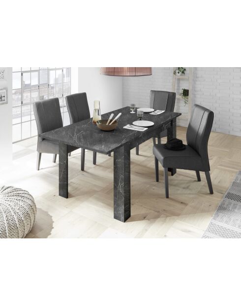 Tisch mit bereits mitgelieferter Verlängerung aus schwarzem CARRARA-Marmor - 137x79x90 cm