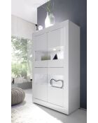 4-türige Vitrine ohne Beleuchtung BASIC glänzend weiß lackiert - 101,4x42x161,2 cm