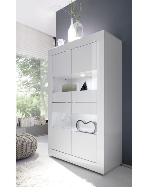 Vetrina a 4 ante senza illuminazione BASIC laccata lucida bianco - 101,4x42x161,2 cm
