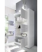 4-türige Vitrine ohne Beleuchtung BASIC glänzend weiß lackiert - 101,4x42x161,2 cm