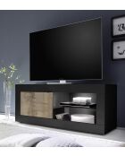 Meuble TV petit, 1 porte sans éclairage BASIC noir mat / pero - 140x56x43 cm