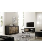 Meuble TV petit, 1 porte sans éclairage BASIC noir mat / pero - 140x56x43 cm