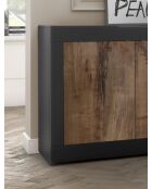 Meuble TV petit, 1 porte sans éclairage BASIC noir mat / pero - 140x56x43 cm