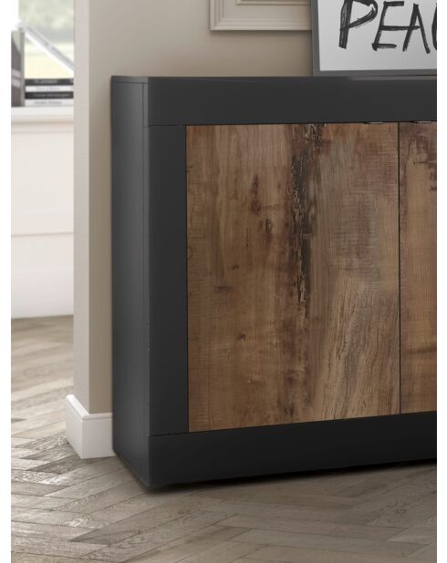 Meuble TV petit, 1 porte sans éclairage BASIC noir mat / pero - 140x56x43 cm