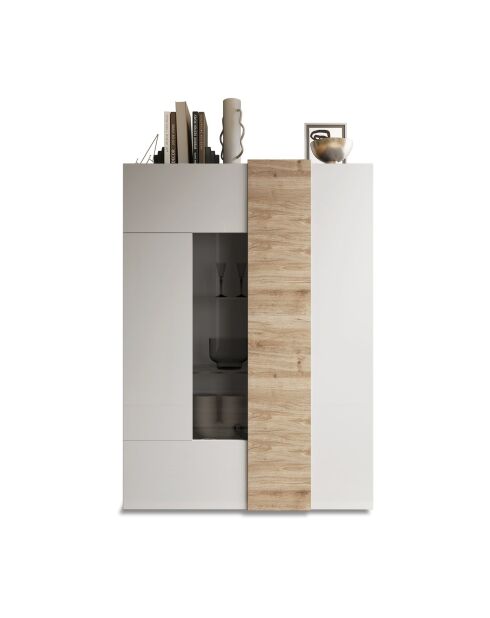 Vetrina con 2 ante in vetro senza illuminazione VENUS laccato bianco lucido rovere di cadiz bianco - 121x44x169 cm