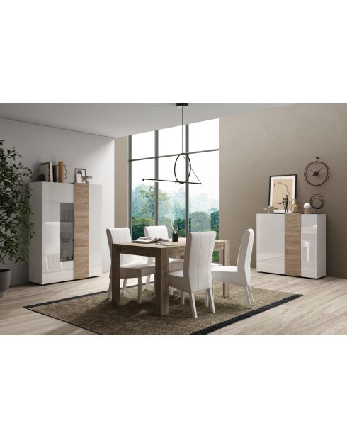 Vetrina con 2 ante in vetro senza illuminazione VENUS laccato bianco lucido rovere di cadiz bianco - 121x44x169 cm