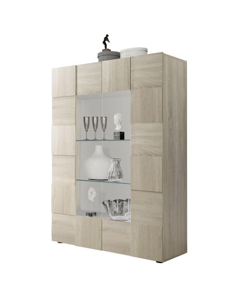Vitrine deux portes en verre DAMA chêne samoa - 121x166x43 cm
