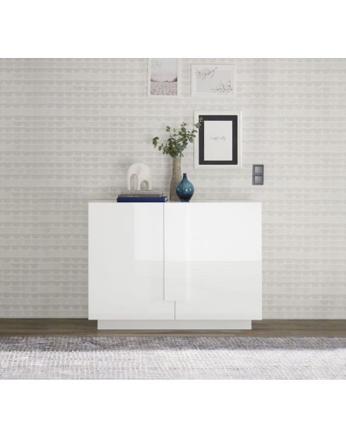 2-türiges Sideboard JUPITER, glänzend weiß lackiert - 120x44x90 cm