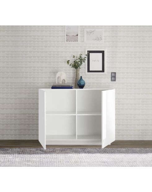 2-türiges Sideboard JUPITER, glänzend weiß lackiert - 120x44x90 cm