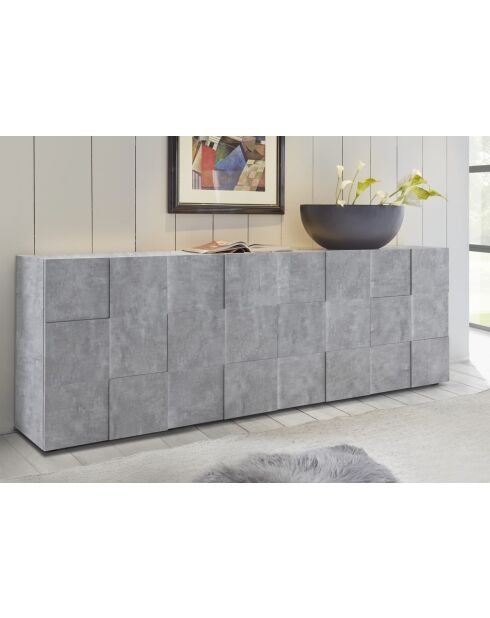 Buffet 4 portes en bois DAMA béton - 241x42x84 cm