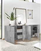 Buffet 4 portes en bois DAMA béton - 241x42x84 cm