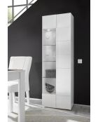 Vitrine mit 1 Tür aus weißem, glänzend lackiertem DAMA-Glas - 59,7 x 42 x 186,4 cm