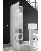 Vitrine mit 1 Tür aus weißem, glänzend lackiertem DAMA-Glas - 59,7 x 42 x 186,4 cm
