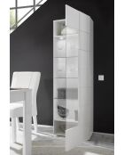 Vitrine mit 1 Tür aus weißem, glänzend lackiertem DAMA-Glas - 59,7 x 42 x 186,4 cm