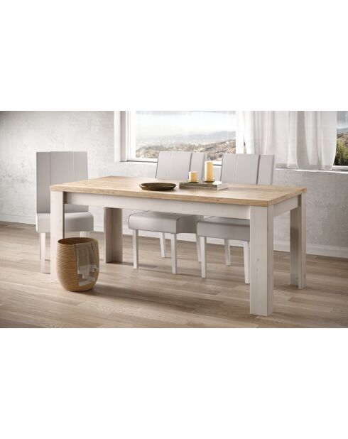 Tablero de mesa de comedor Fix COUNTRY de roble de Cádiz, merengue de roble blanco, 180 x 79 x 90 cm