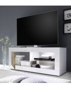 TV-Ständer klein 1 Tür ohne Beleuchtung BASIC weiß glänzend lackiert/Pero - 140x56x43 cm