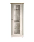 Vitrine 1 porte sans éclairage COUNTRY plateau en chêne cadiz, chêne blanc meringué - 72x192x44 cm