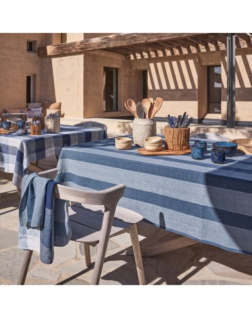Nappe en lin mélangé Santa Cruz bleu de Prusse