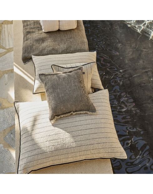 Housse de coussin en lin mélangé Calvi II blanche