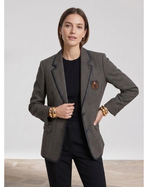 Veste ample 2 boutons avec blason et ganse brown