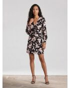 Robe courte à manches longues en jacquard black/pink