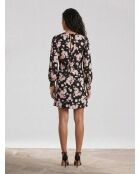 Robe courte à manches longues en jacquard black/pink