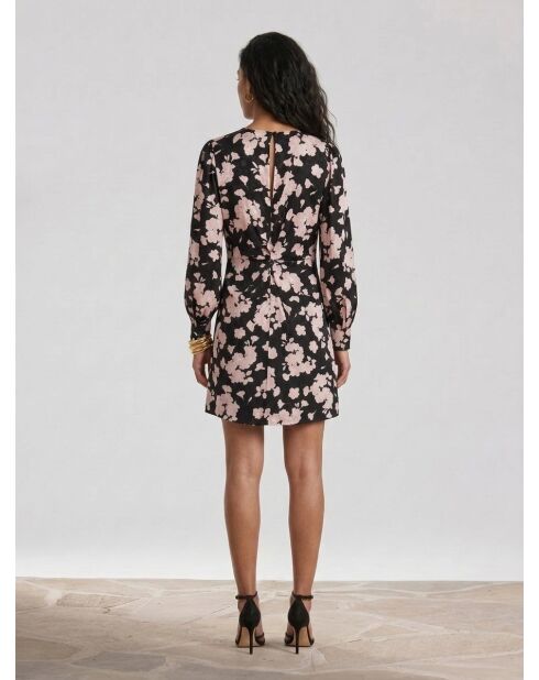 Robe courte à manches longues en jacquard black/pink