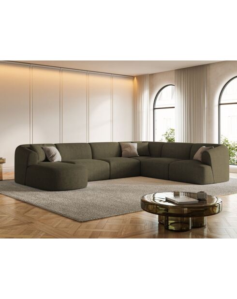 Talia 7-zits groene modulaire panoramische hoekbank rechts - 330x255x70 cm