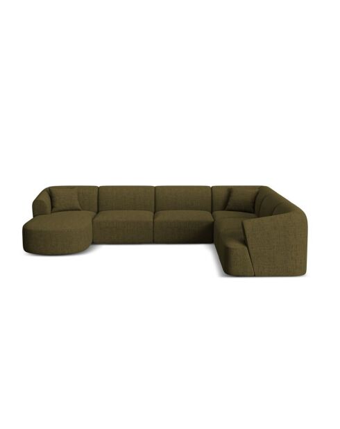 Talia 7-zits groene modulaire panoramische hoekbank rechts - 330x255x70 cm