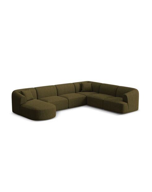 Talia 7-zits groene modulaire panoramische hoekbank rechts - 330x255x70 cm