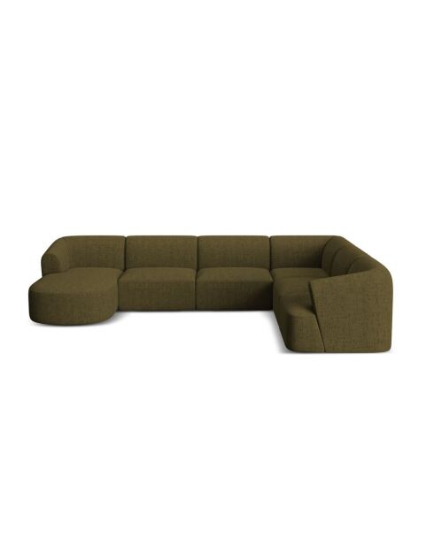 Talia 7-zits groene modulaire panoramische hoekbank rechts - 330x255x70 cm