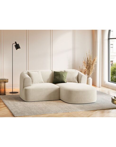Talia Modulares Ecksofa für 3 Personen, Samt, 180 x 156 x 70 cm, hellbeige