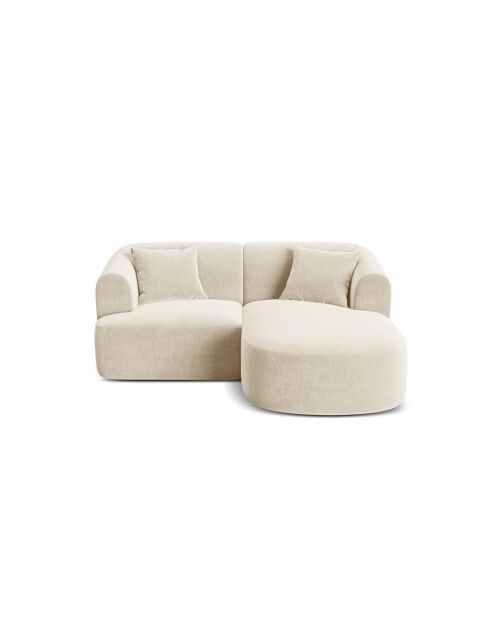 Talia Modulares Ecksofa für 3 Personen, Samt, 180 x 156 x 70 cm, hellbeige