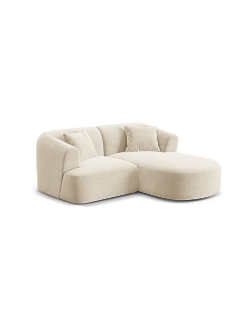Talia Modulares Ecksofa für 3 Personen, Samt, 180 x 156 x 70 cm, hellbeige