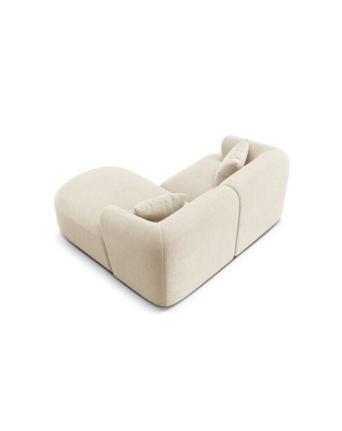 Talia Modulares Ecksofa für 3 Personen, Samt, 180 x 156 x 70 cm, hellbeige
