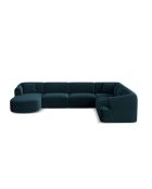 Talia Modulares Ecksofa aus Samt mit Panoramablick für 7 Personen, Petrol Deep Petrol, 330 x 255 x 70 cm