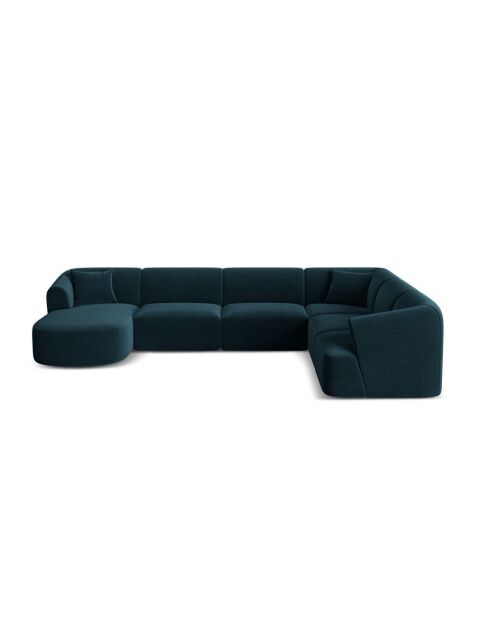 Talia Modulares Ecksofa aus Samt mit Panoramablick für 7 Personen, Petrol Deep Petrol, 330 x 255 x 70 cm