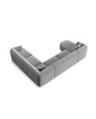 Talia 7-zitsbank in grijs fluweel, modulaire panoramische hoekbank, rechts, 330x255x70 cm